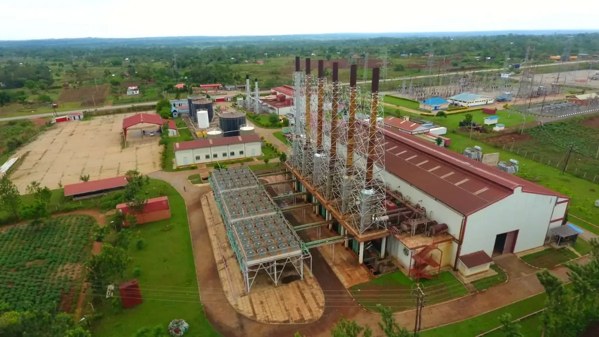 Aerial view of the Electro-Maxx thermal power plant in Tororo