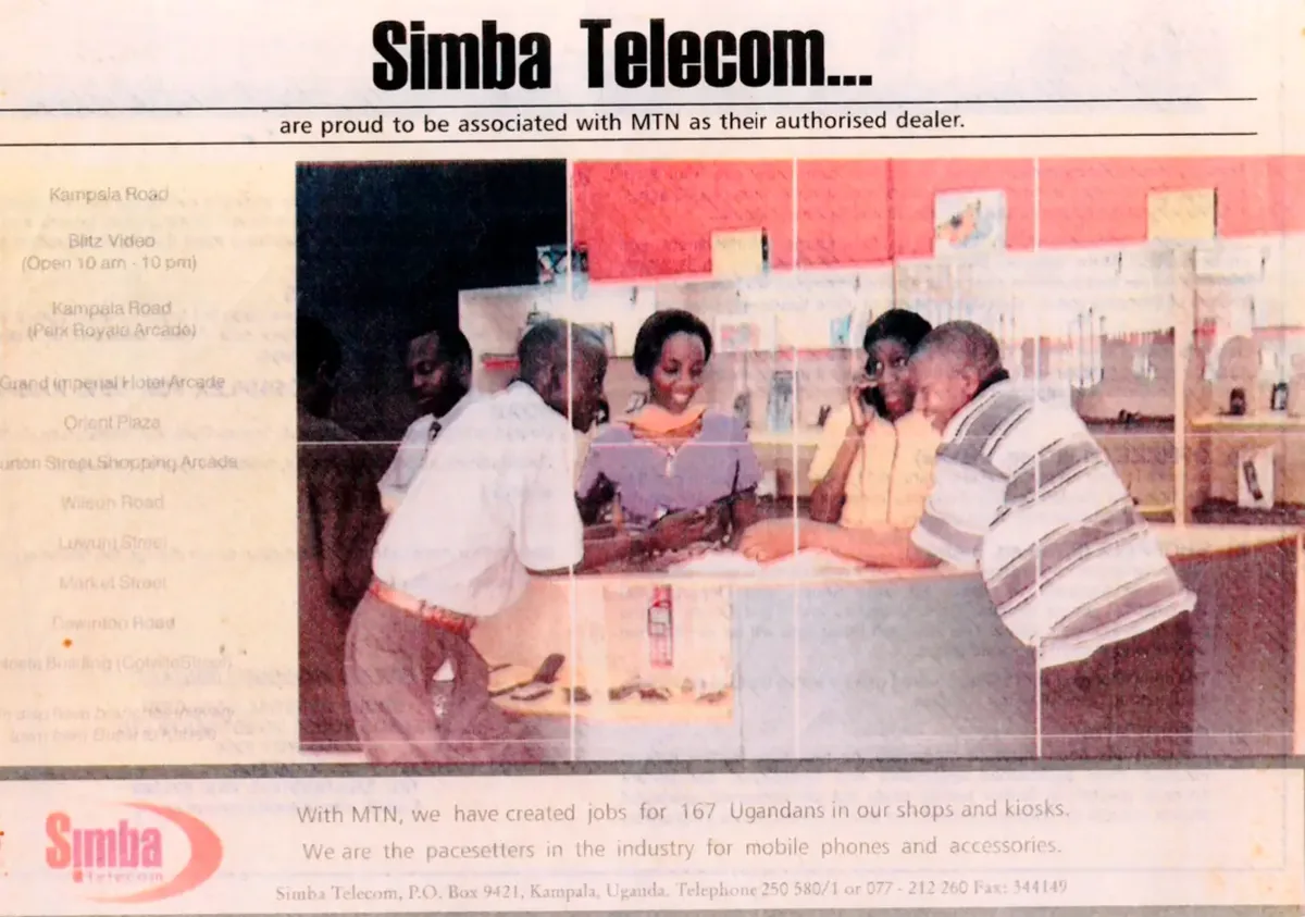 Original 1998 Simba Telecom newspaper advertisement, an authorised MTN dealer